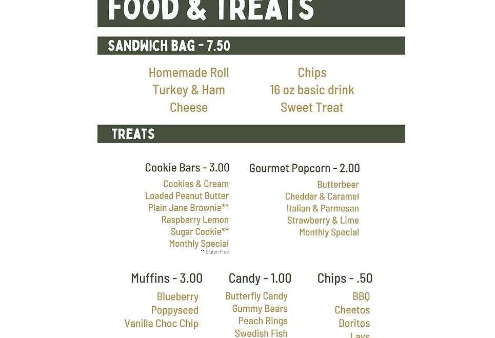 The Uinta Soda Shack Menu