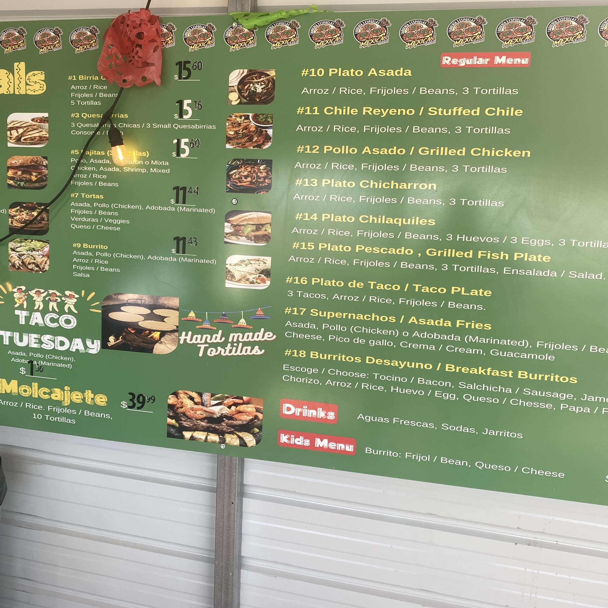 Taqueria 3 Espuelas Menu