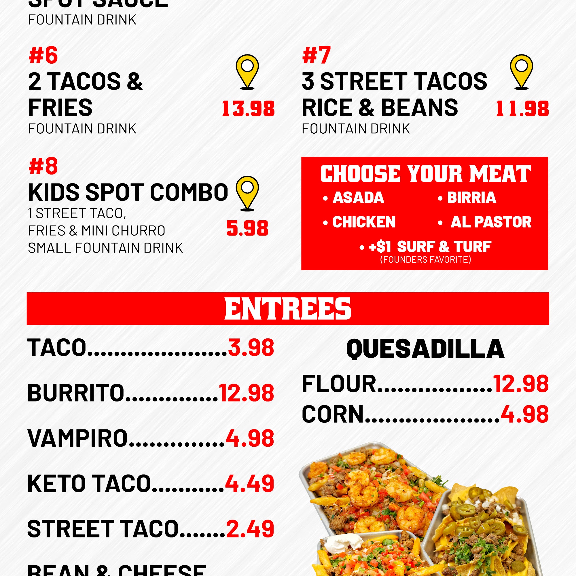 The Taco Spot - Logan Menu