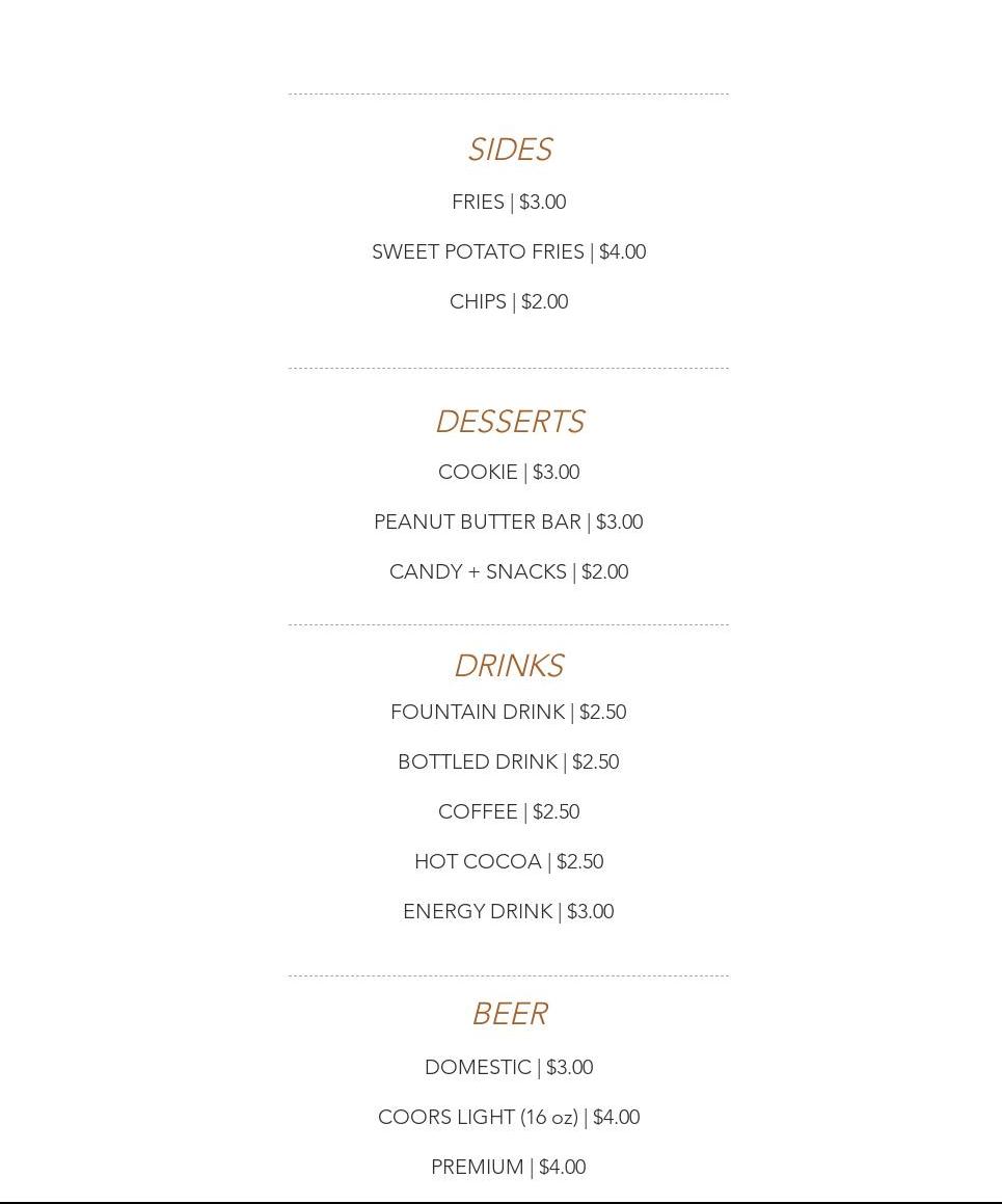 Golden Eats Cafe and Bakery Menu