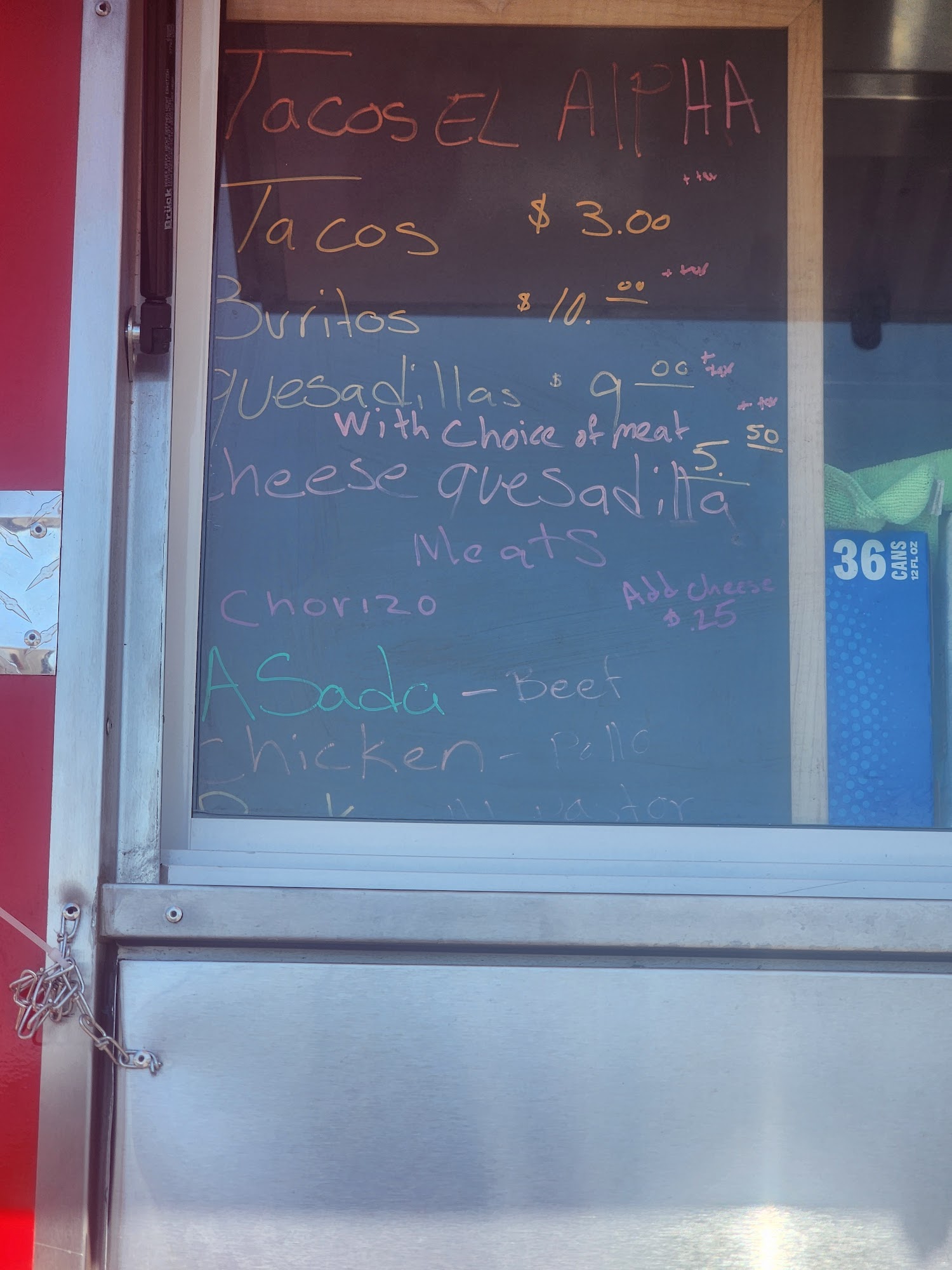 Tacos El Alpha Menu