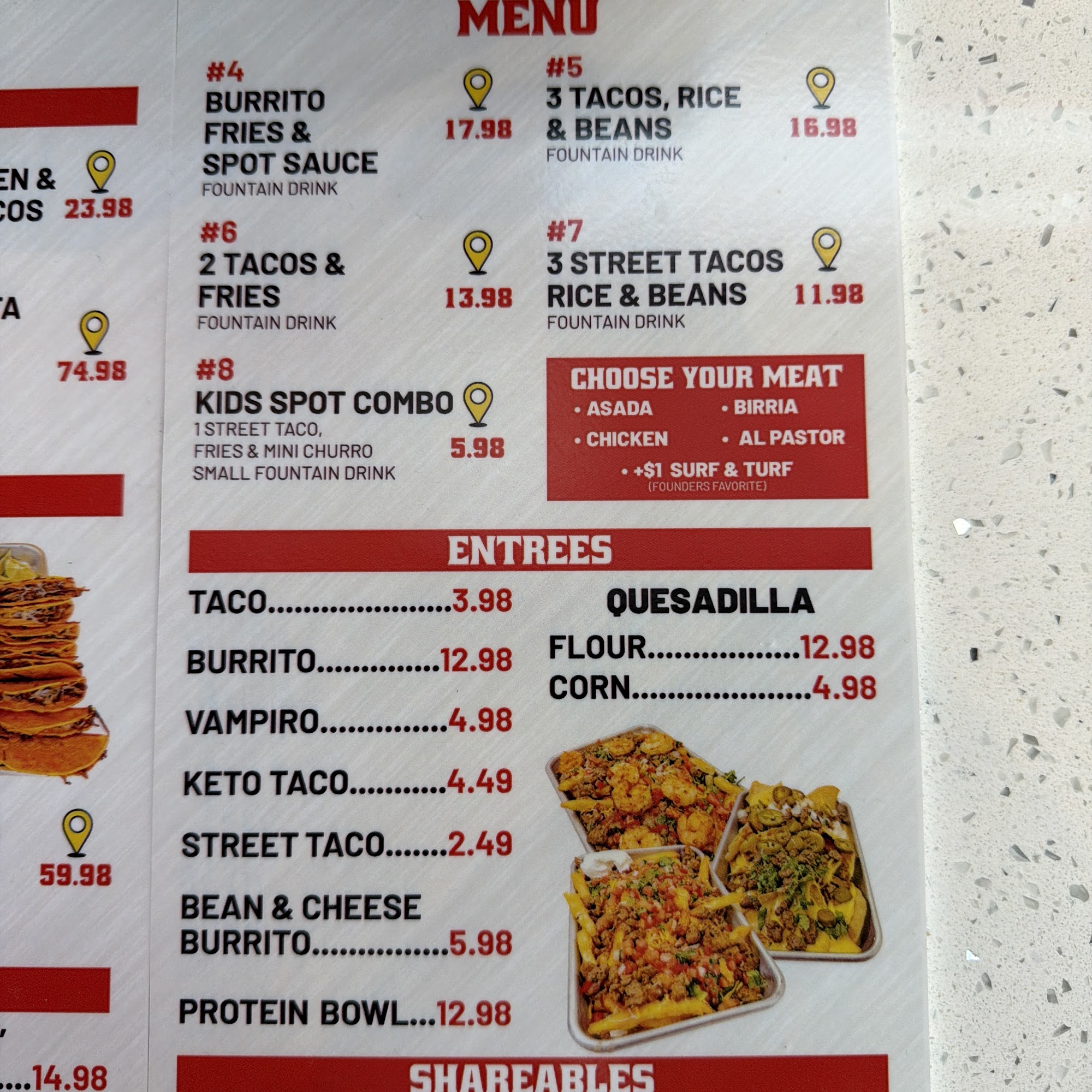 The Taco Spot - Provo Menu