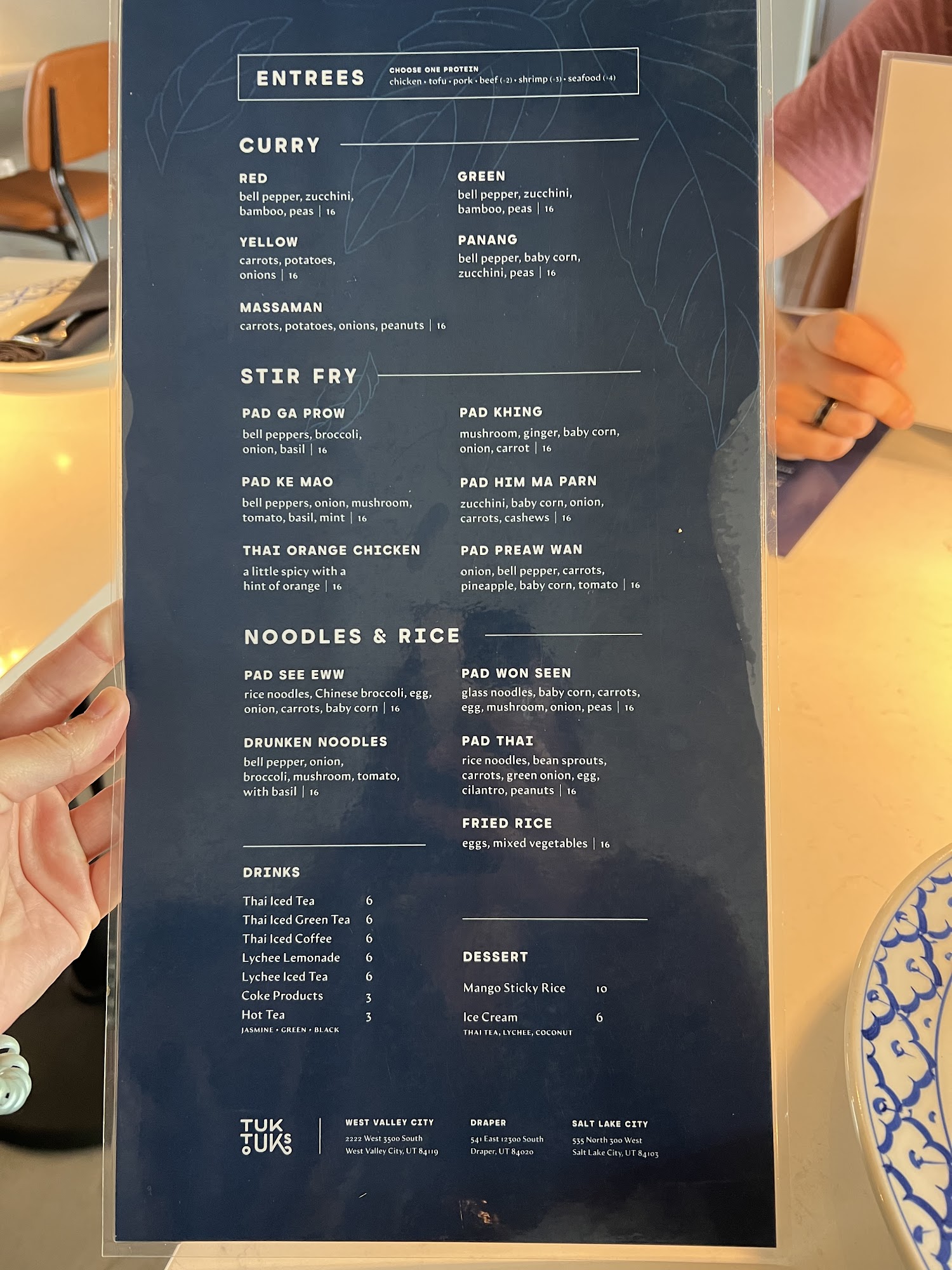 Tuk Tuk's of Marmalade Menu