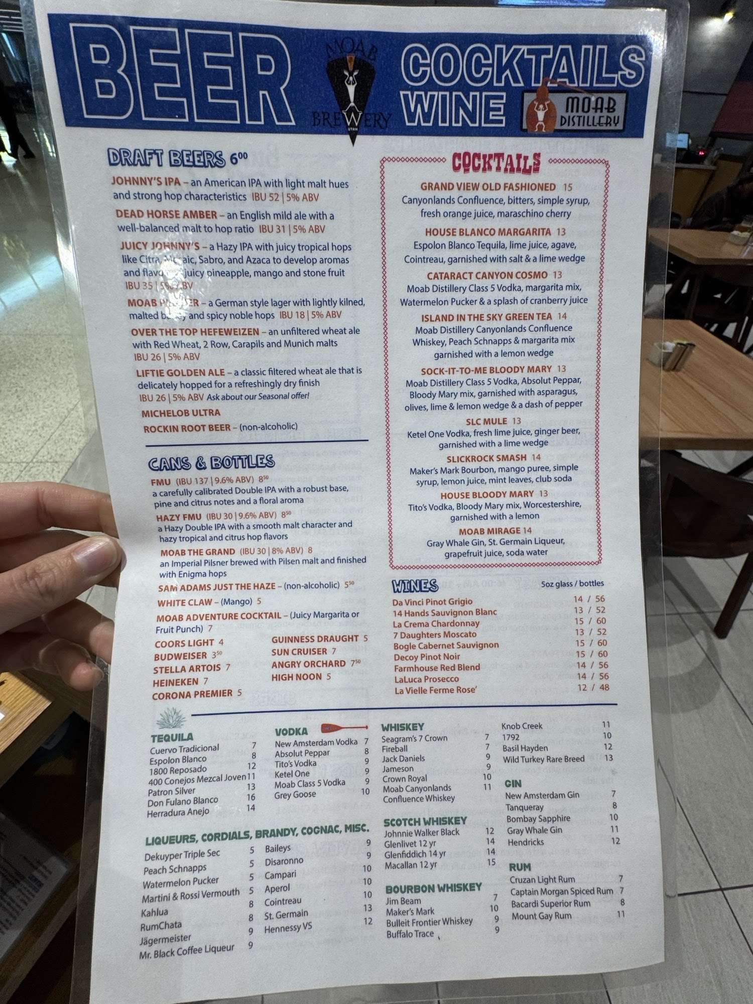 Moab Brewery Menu
