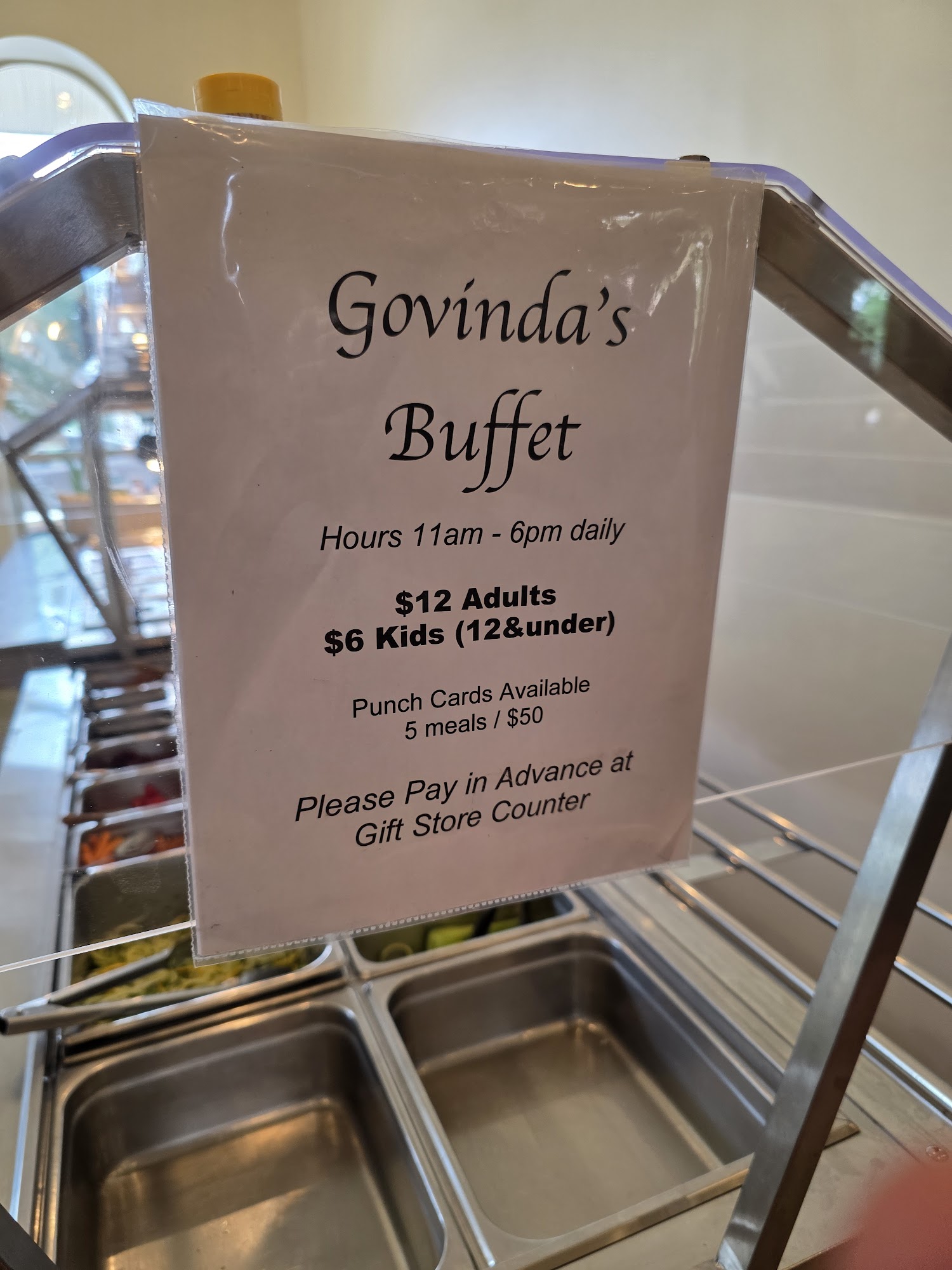 Govinda's Buffet Menu