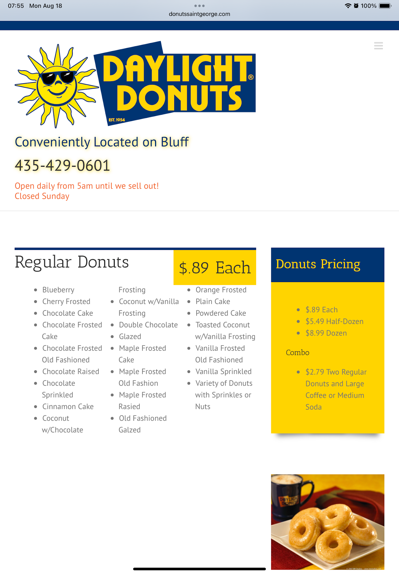 Daylight Donuts (Saint George) Menu