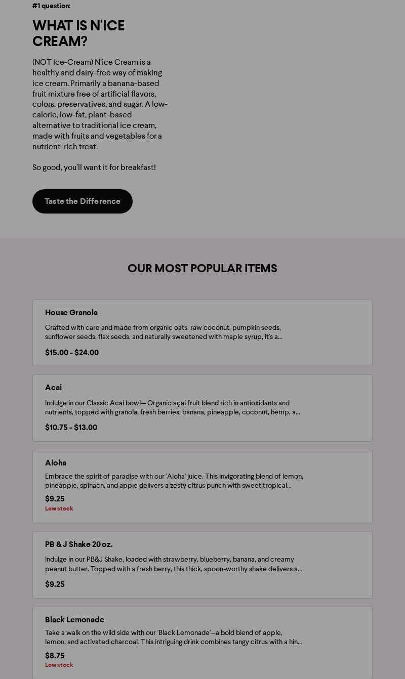 HB Beverage Company Menu