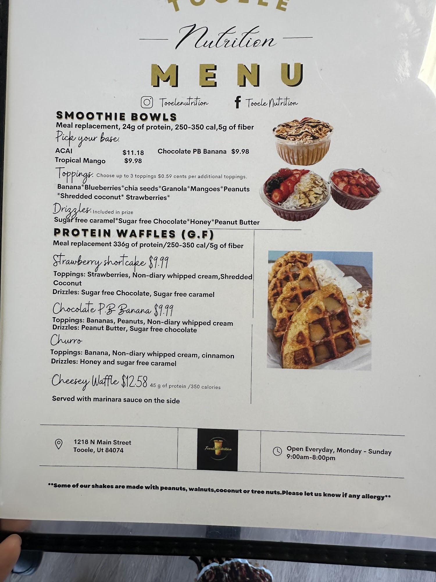 Tooele Nutrition Menu