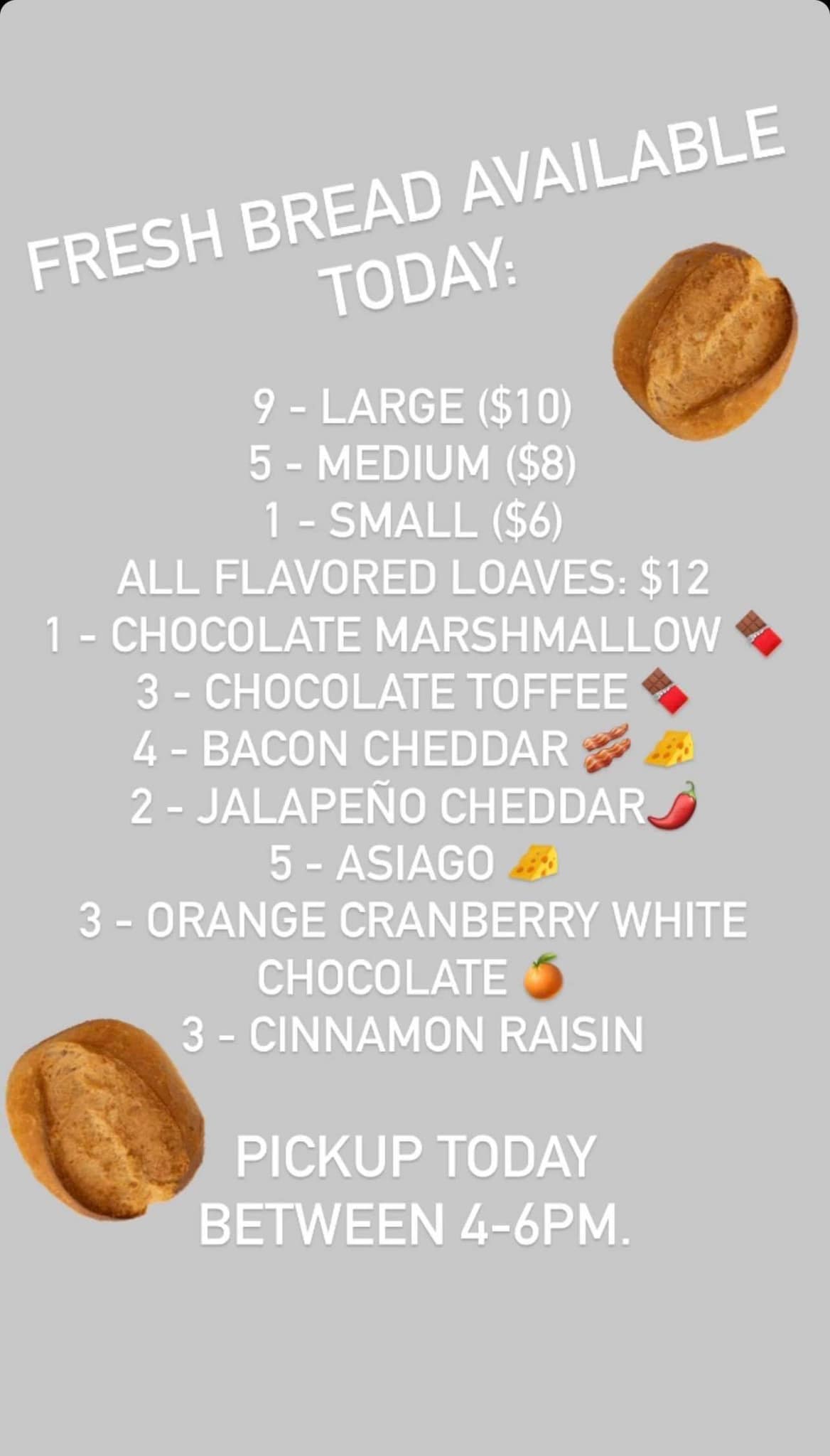 Vineyard Bakery Menu