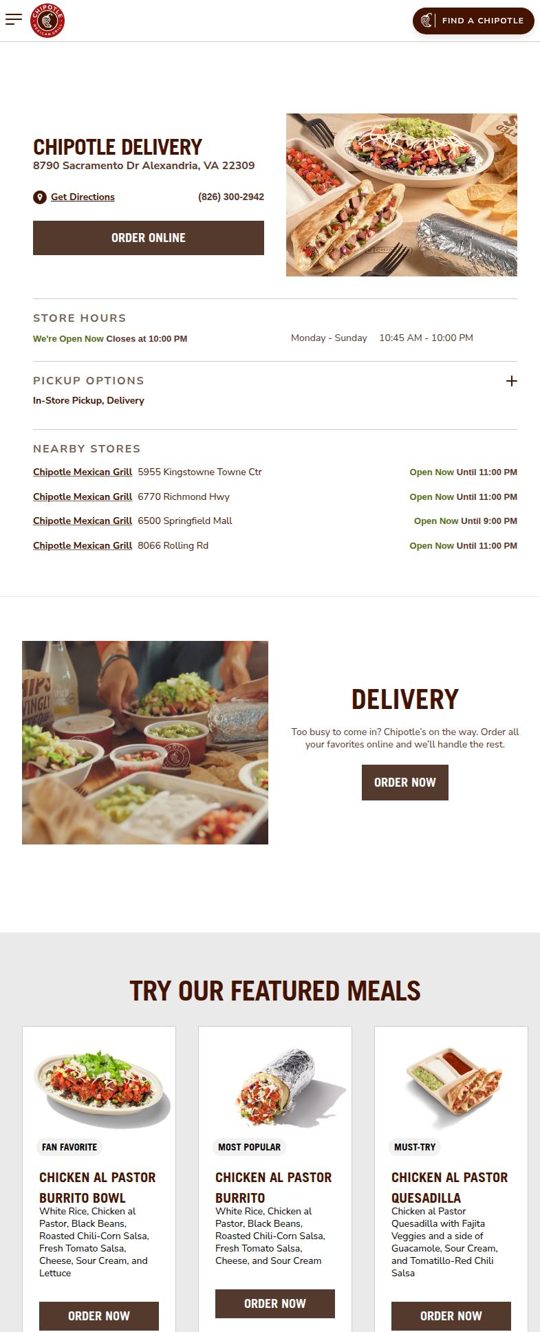 Chipotle Mexican Grill Menu
