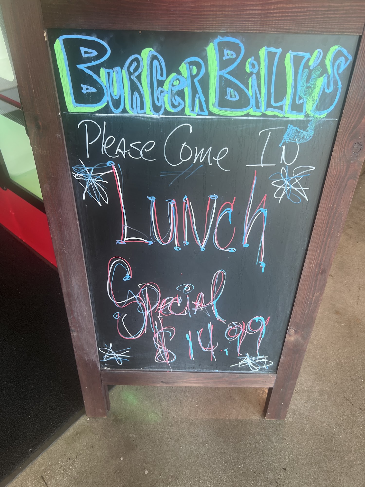 Burger Billy's Joint Menu