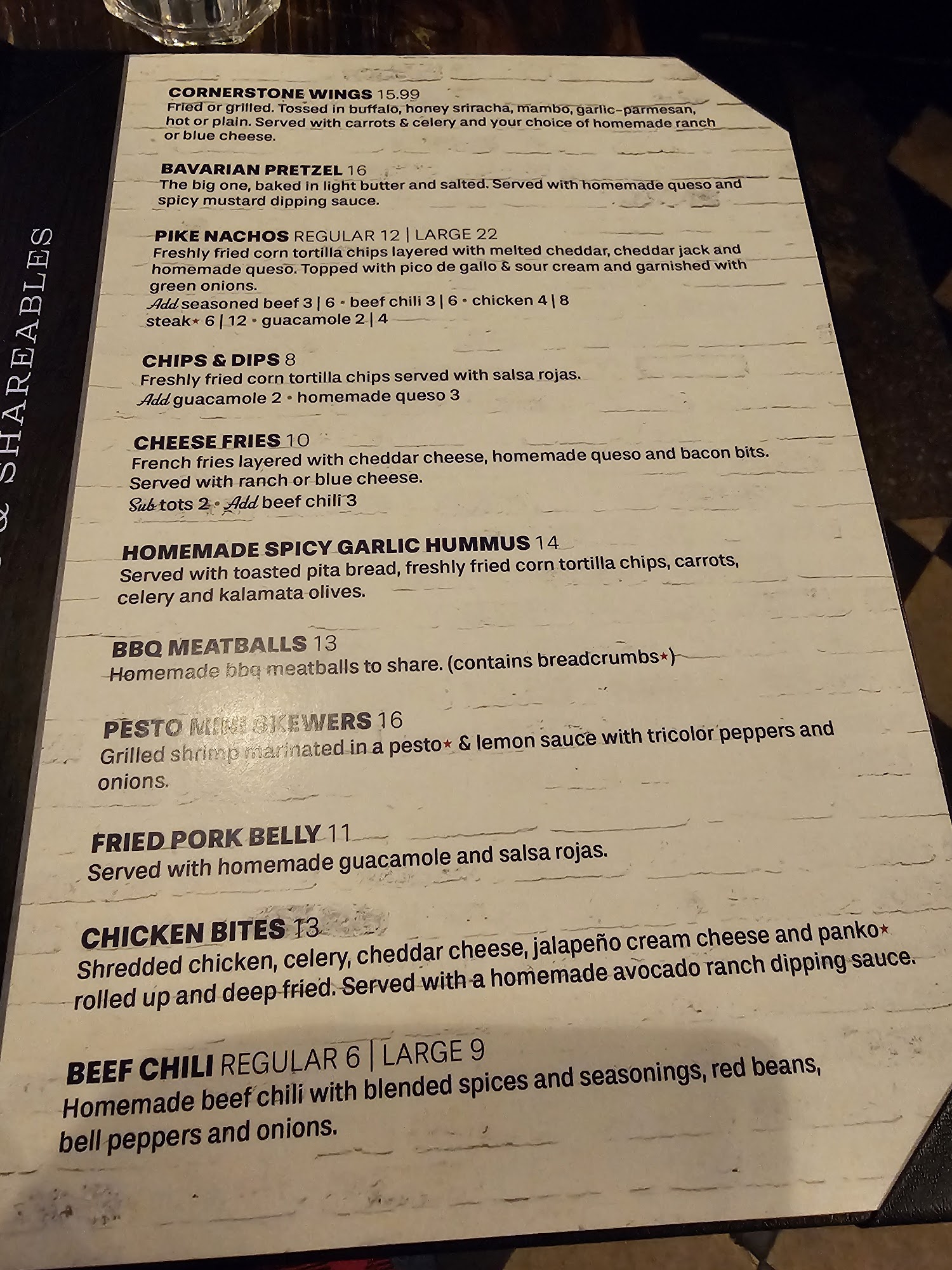 Pike Cornerstone Menu