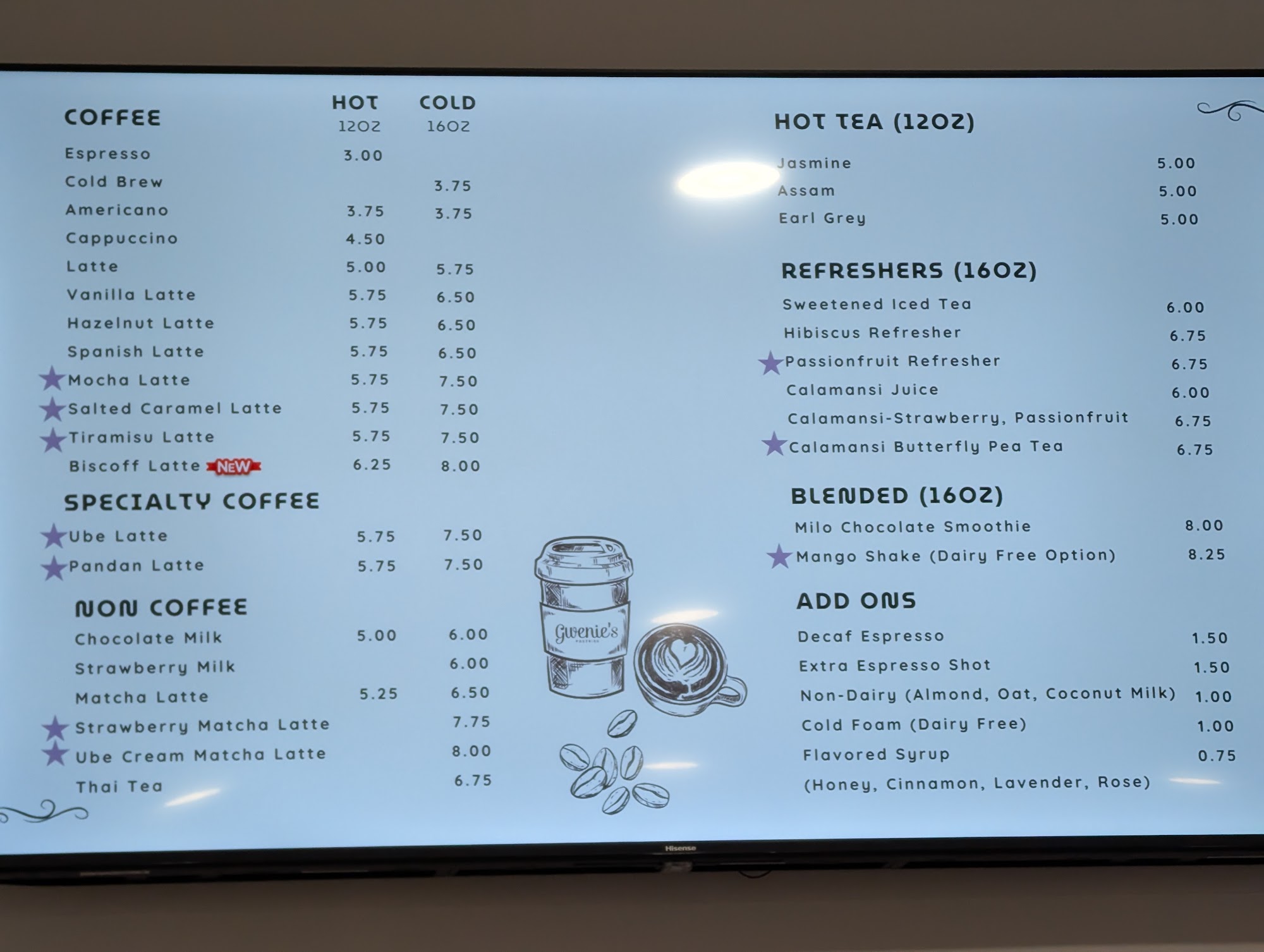 Gwenie's Pastries Menu