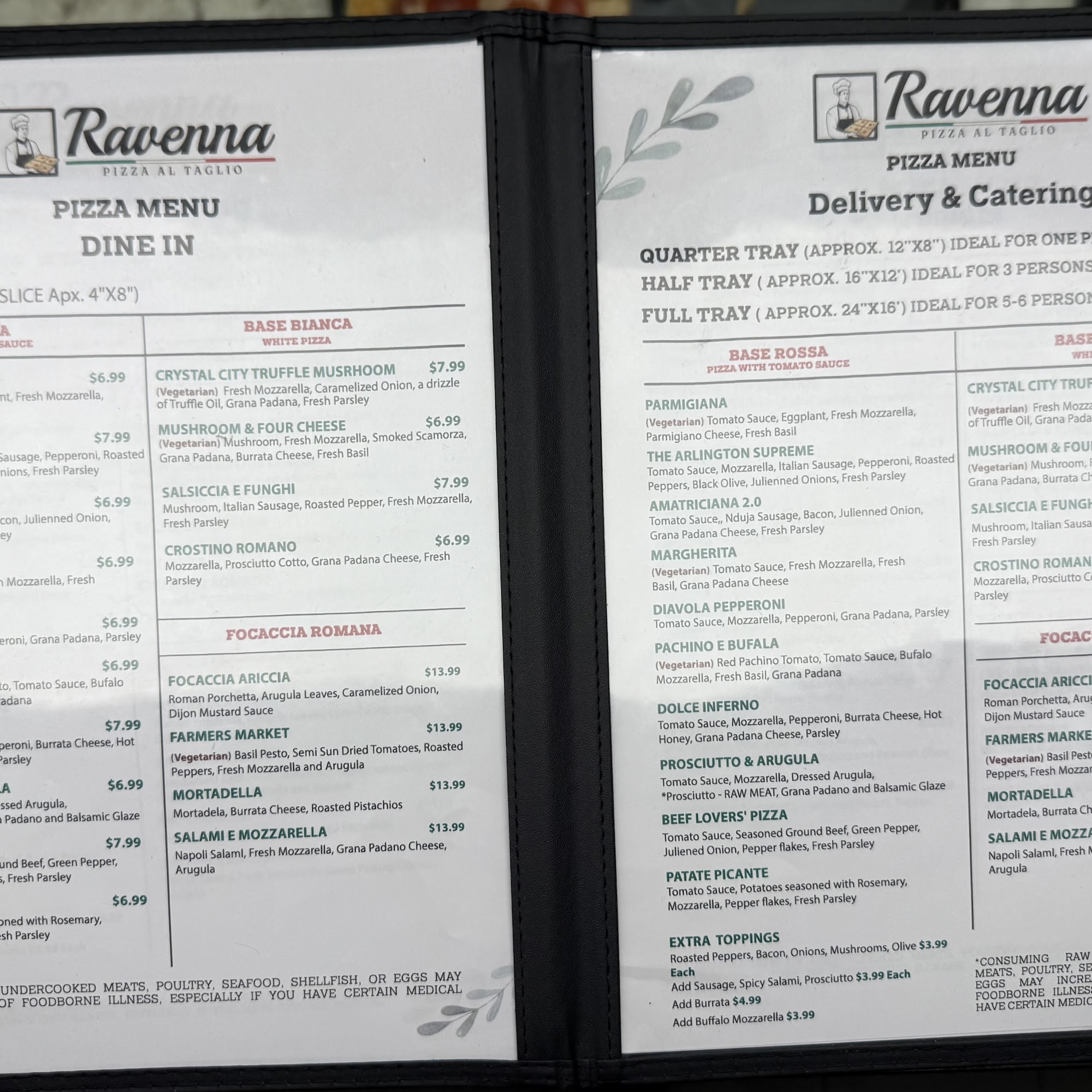 Ravenna Pizza Menu
