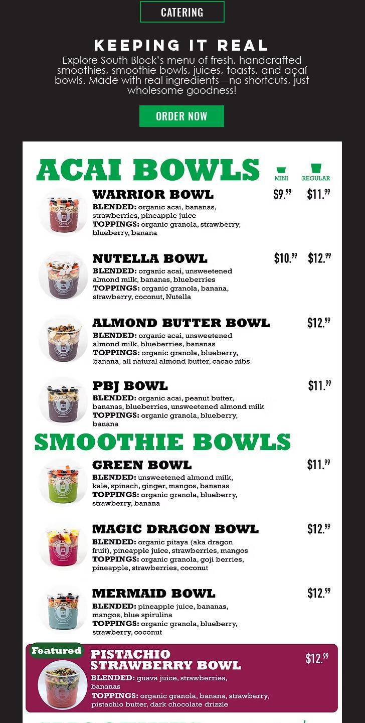 South Block - One Loudoun Menu