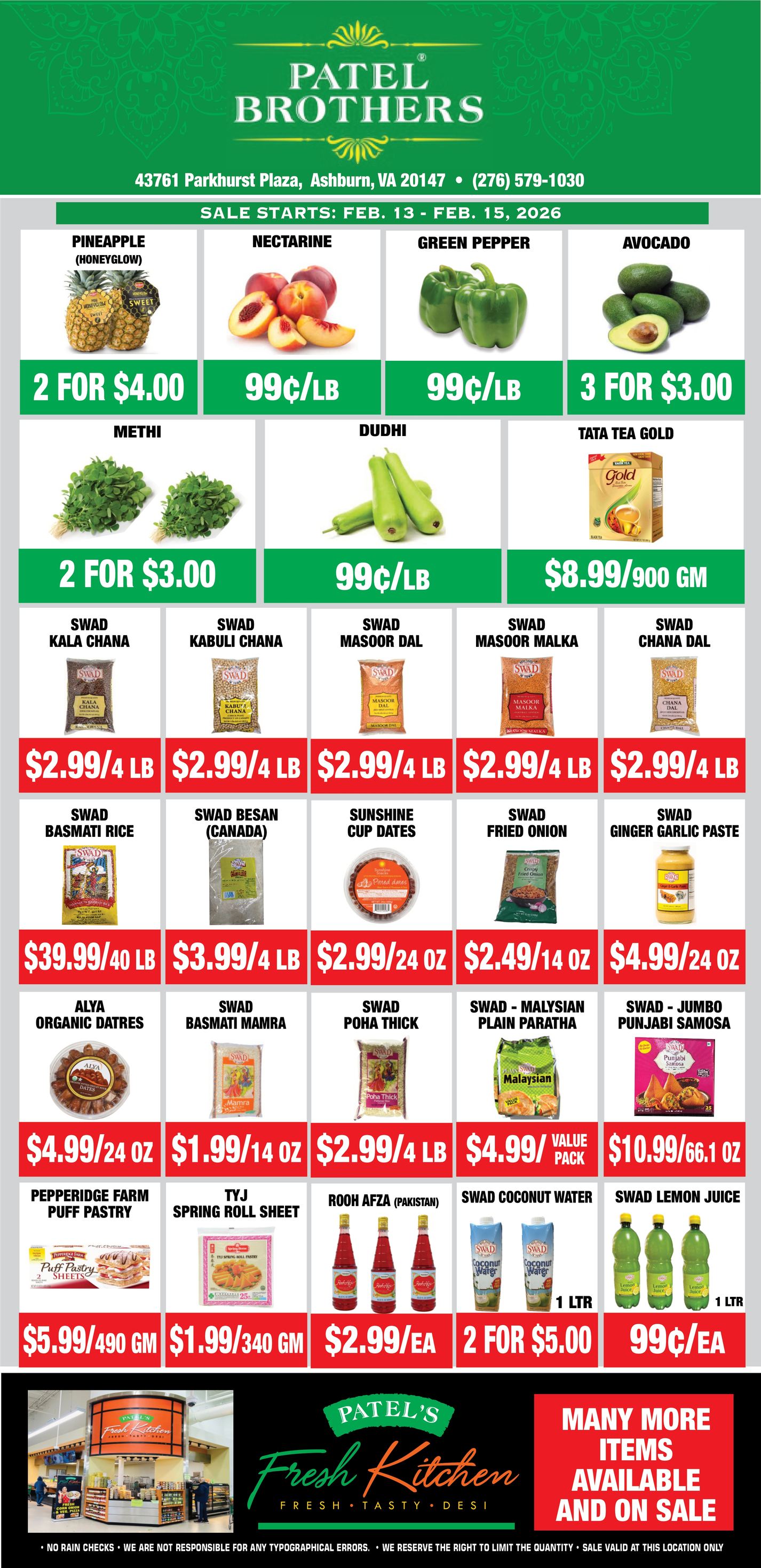 Patel's Fresh Kitchen Menu