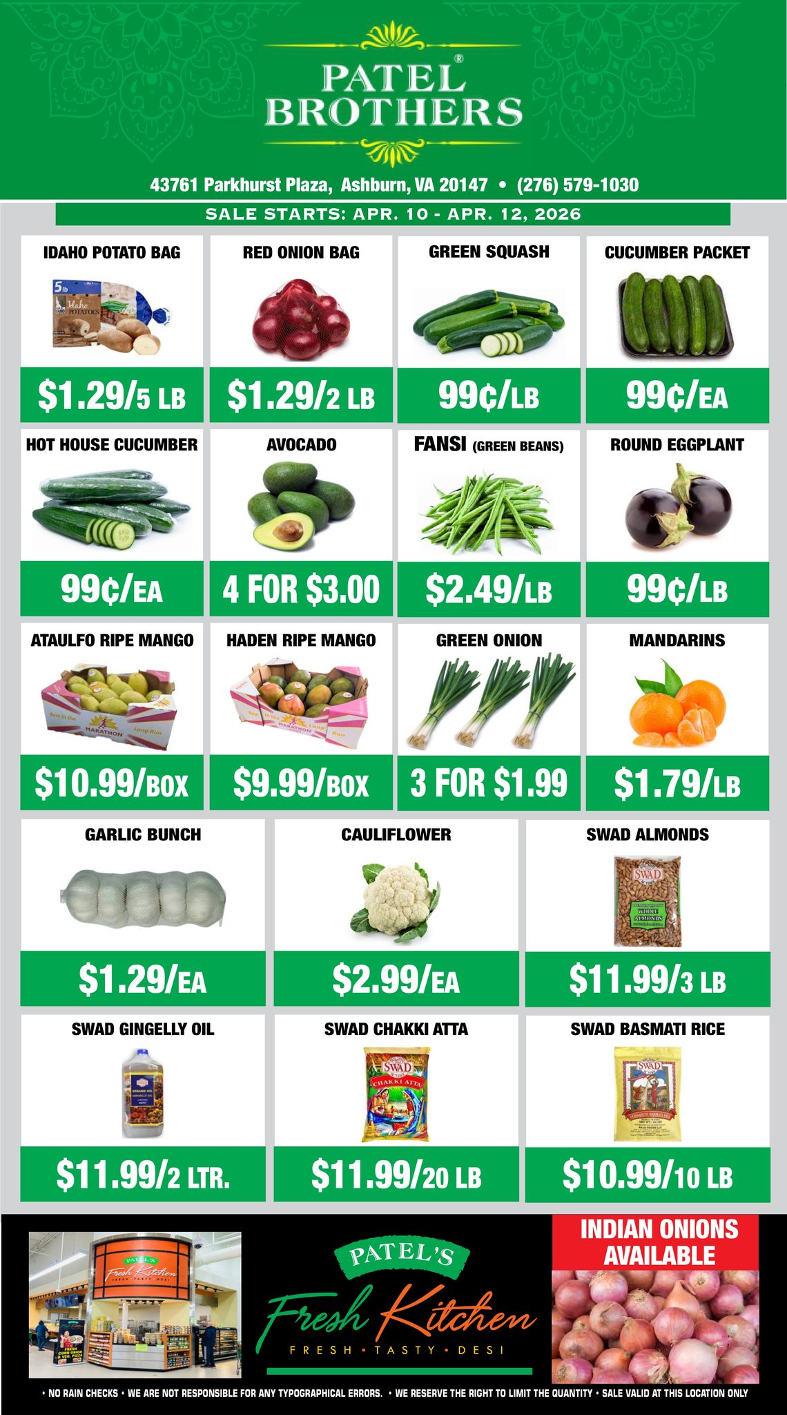 Patel's Fresh Kitchen Menu