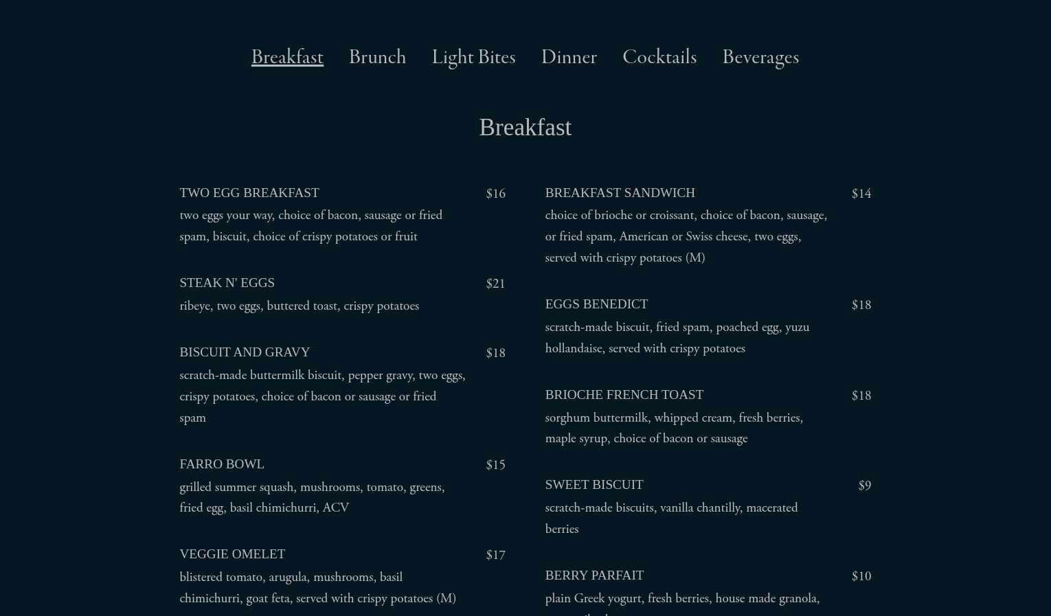 The Tasting Room at Nicewonder Vineyards Menu