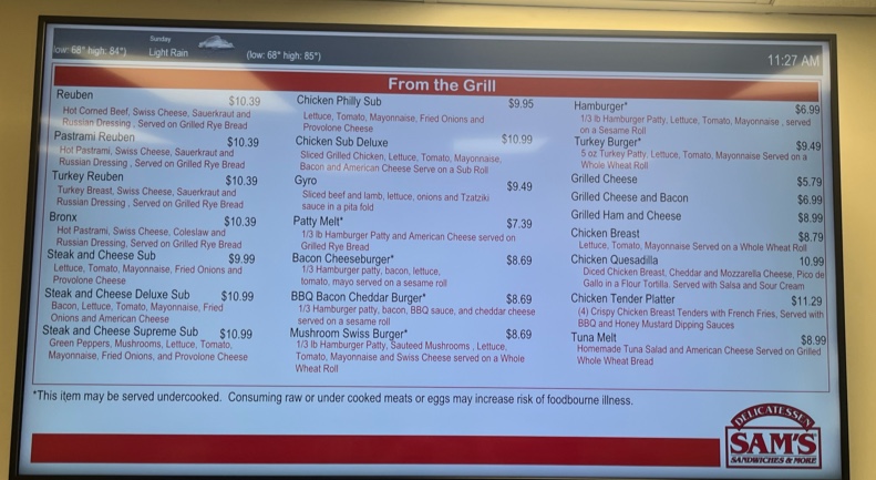 Sam's Deli Menu