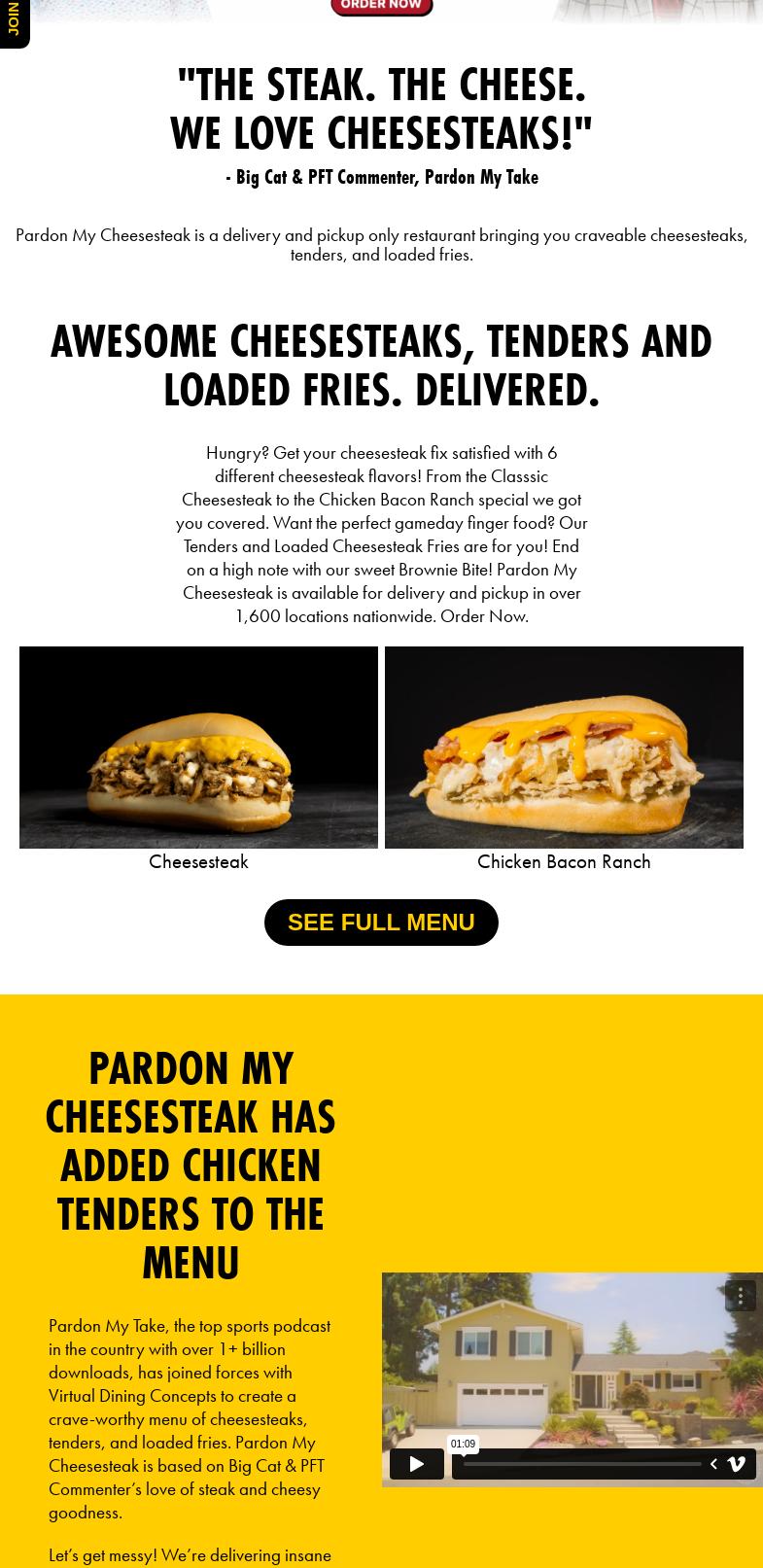 Pardon My Cheesesteak Menu