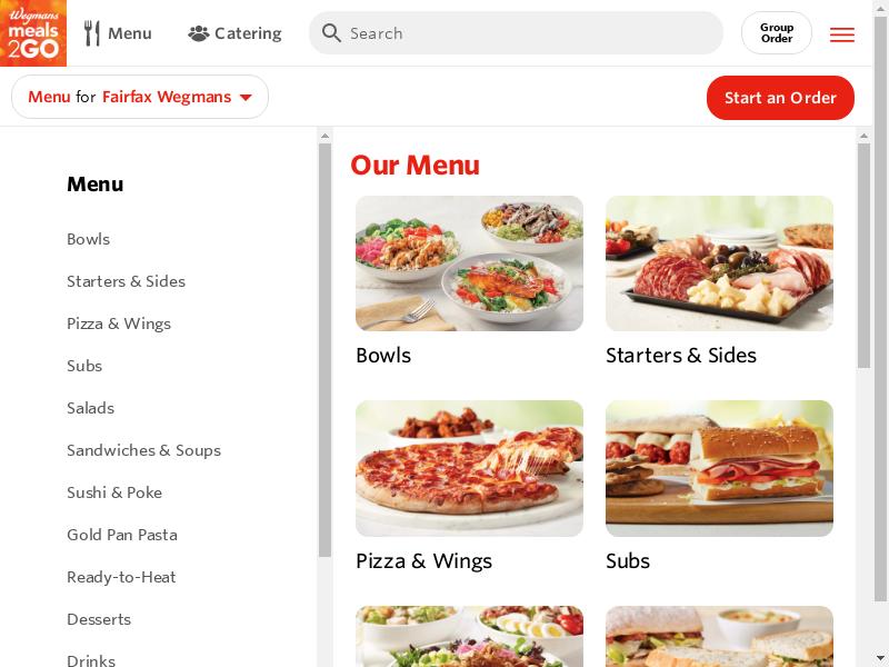 Wegmans Meals 2GO Menu