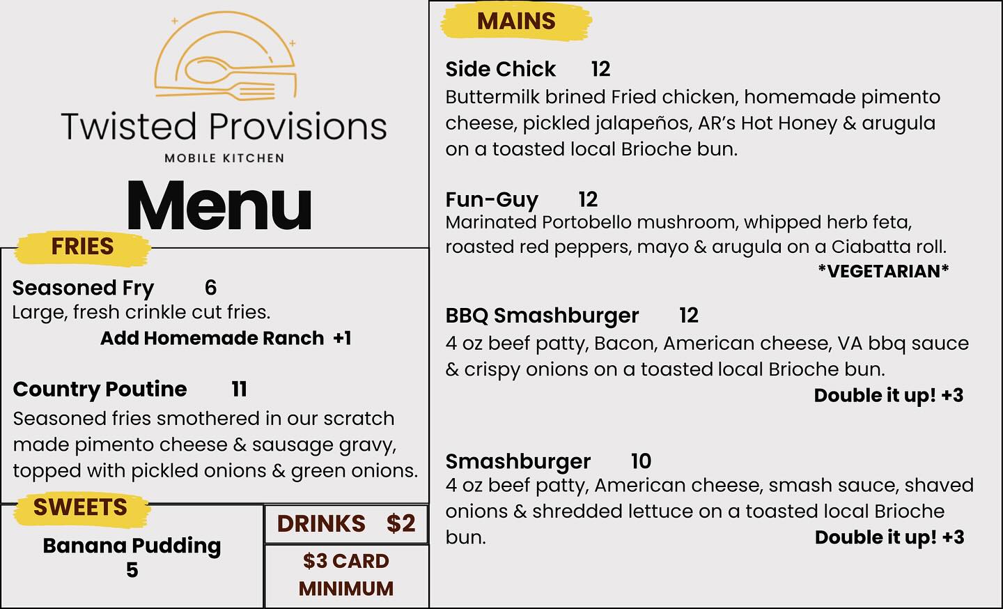 Twisted Biscuits Menu