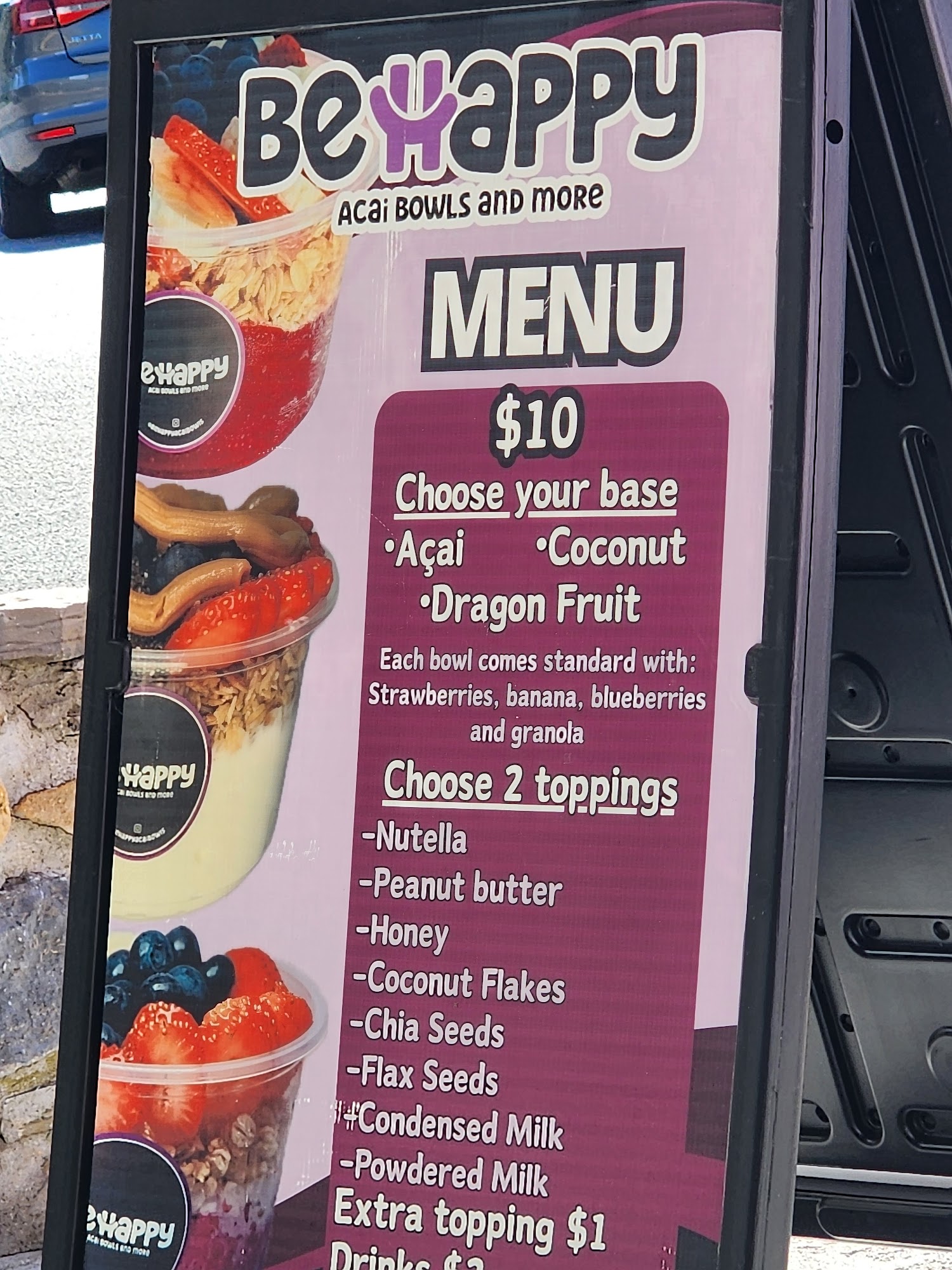 Be Happy Acai Menu