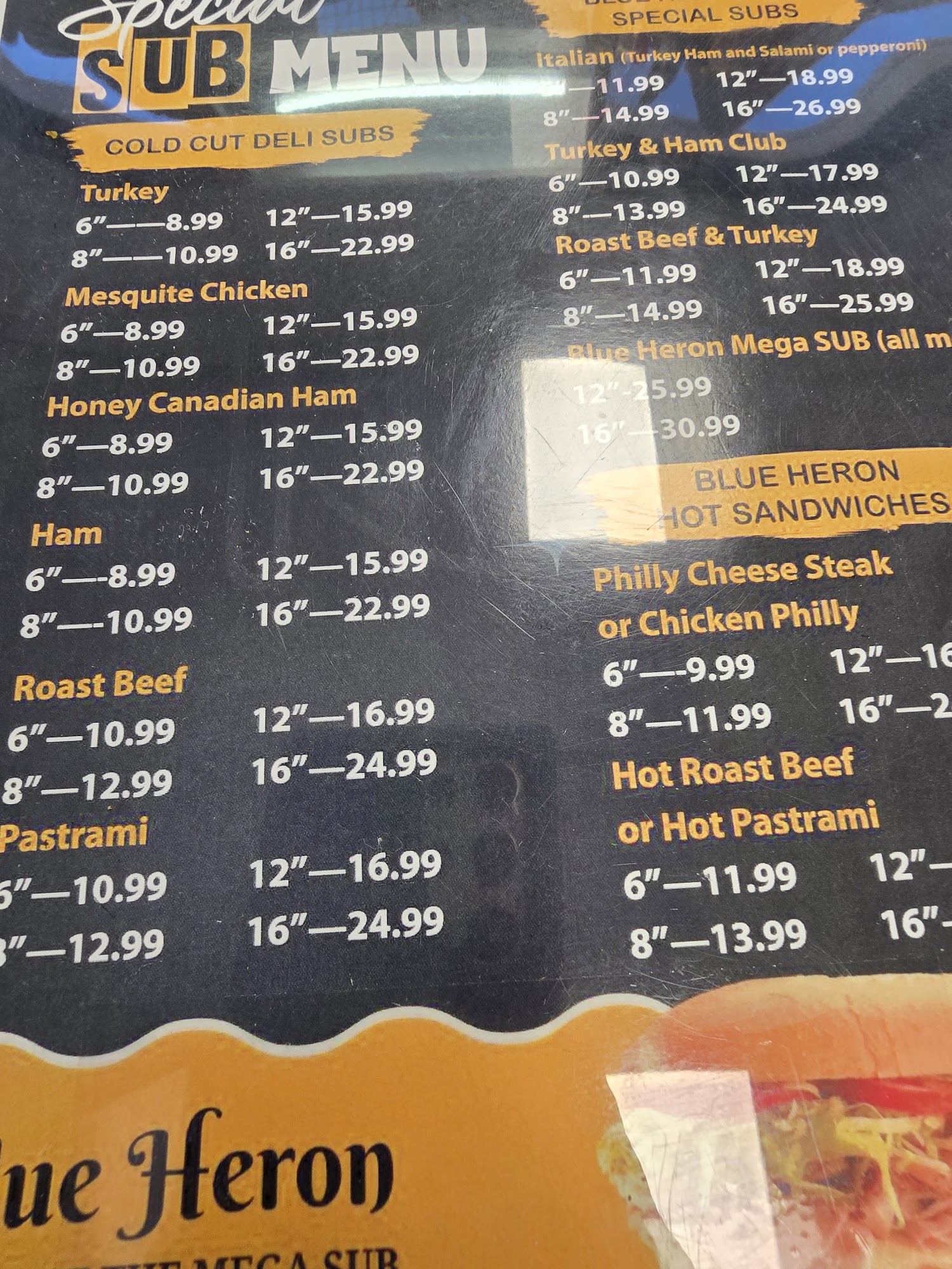 Blue Heron Clarksville Menu