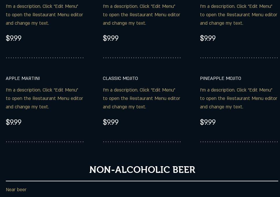 Gospel Hut Music Club Menu