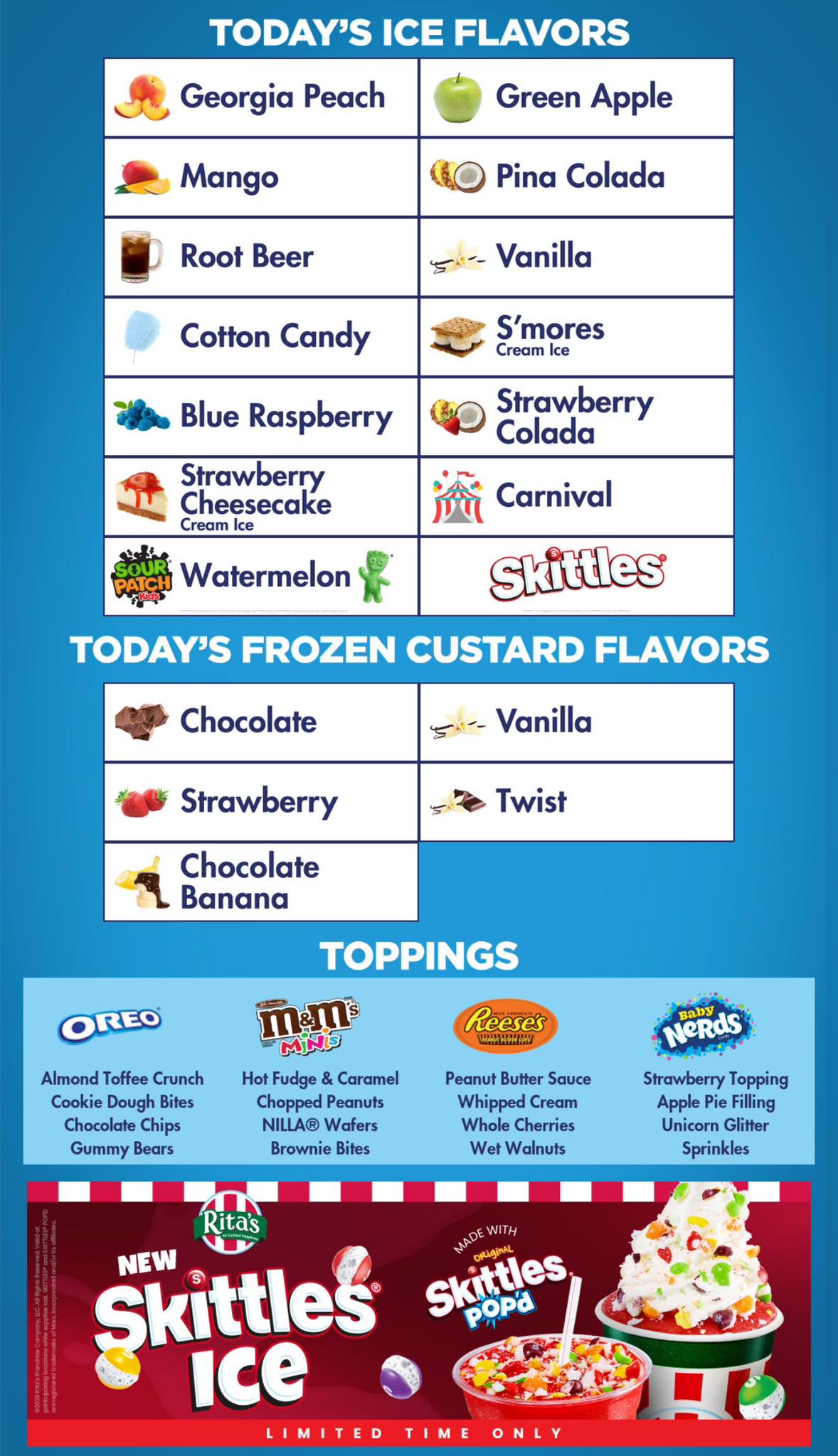 Rita's Italian Ice & Frozen Custard Menu