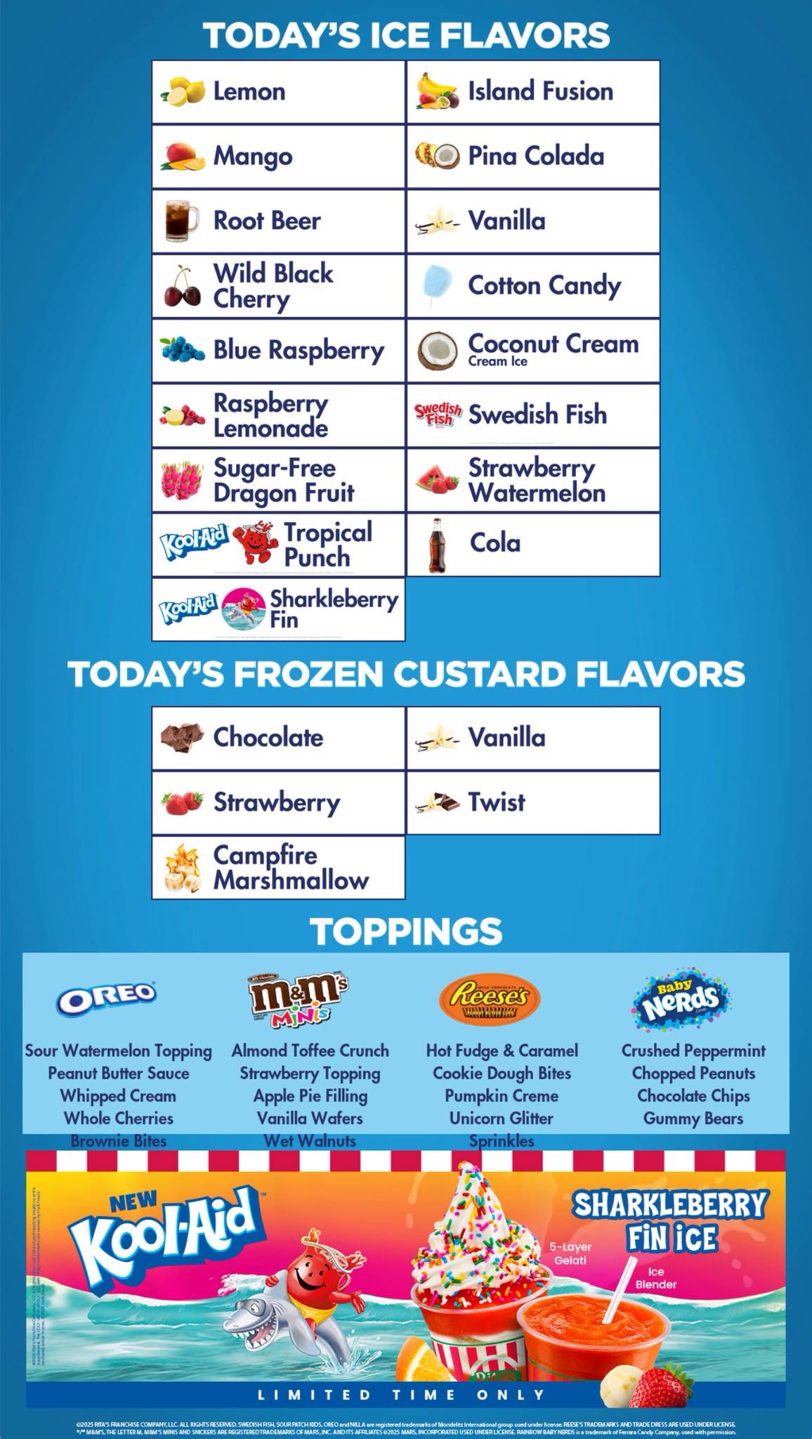 Rita's Italian Ice & Frozen Custard Menu