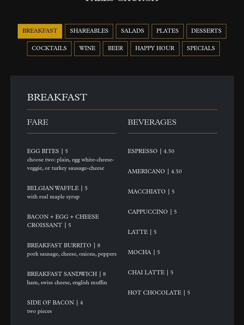 AKB, a hotel bar Menu