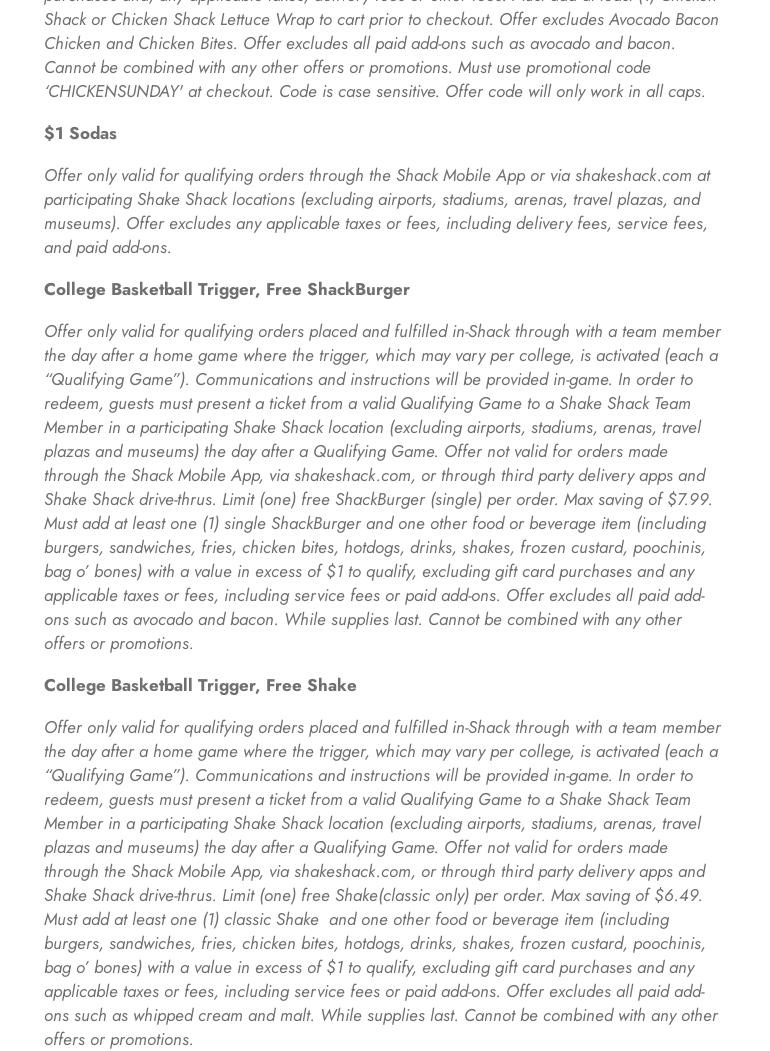 Shake Shack Kamp Washington Menu