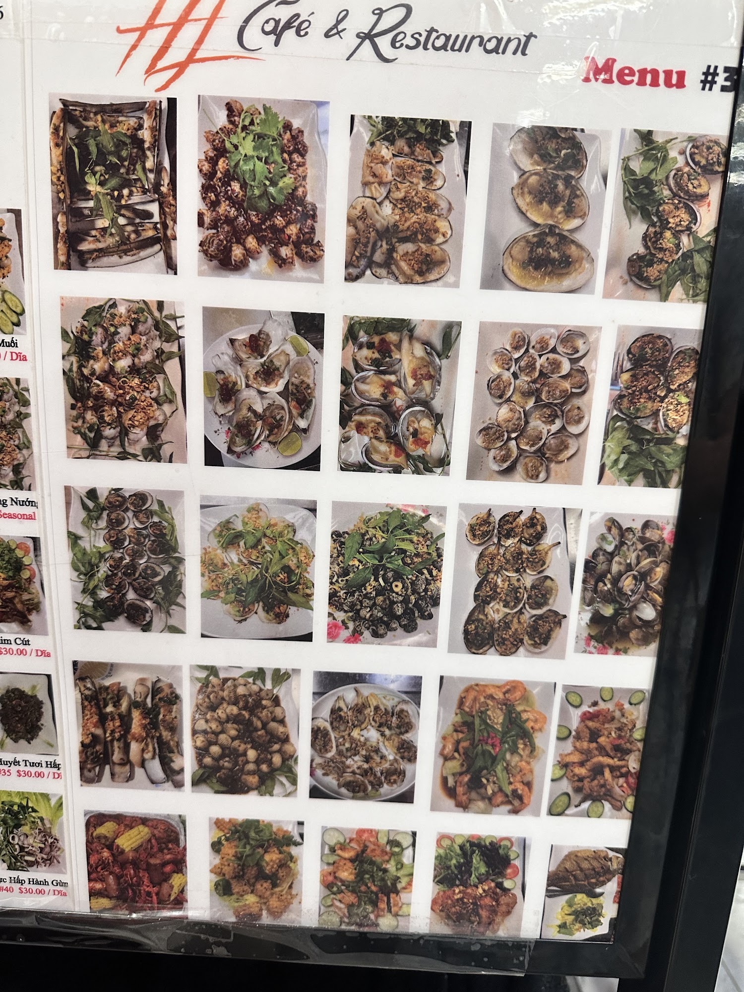 HL Cafe & Restaurant Menu