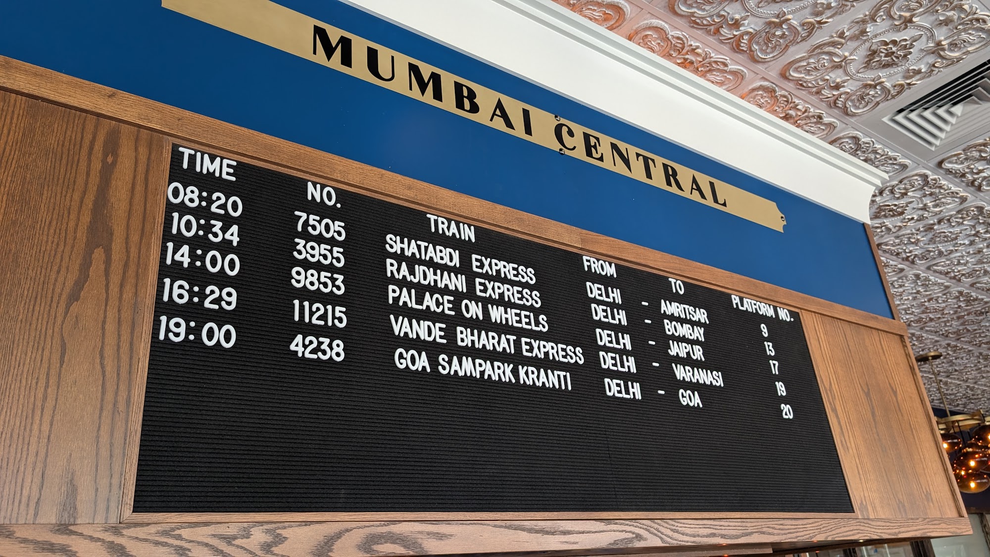 Mumbai Central Menu