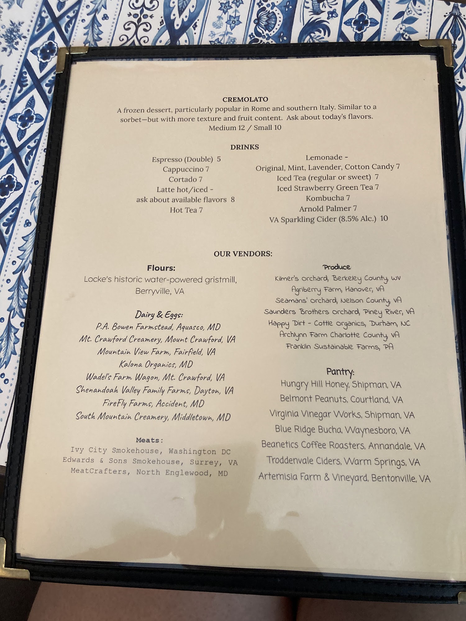 Little Falls Cafe Menu