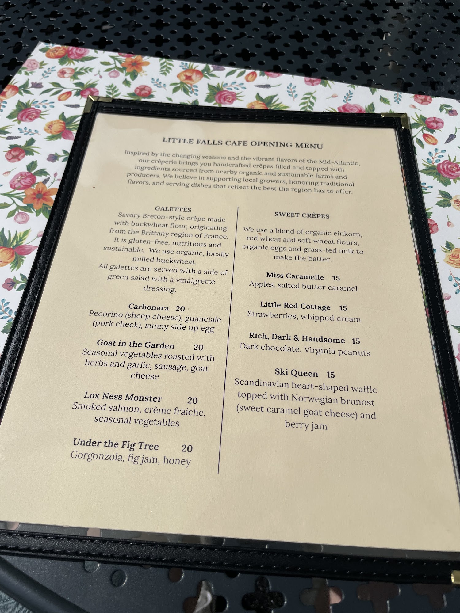 Little Falls Cafe Menu