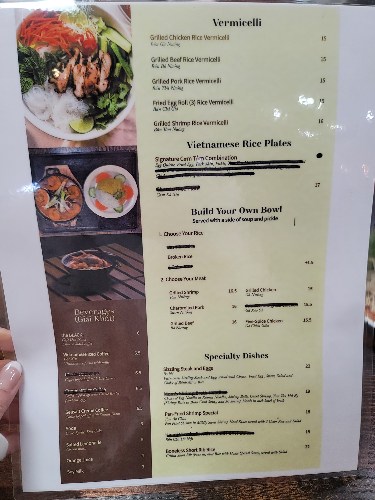 Com tam le truc Menu