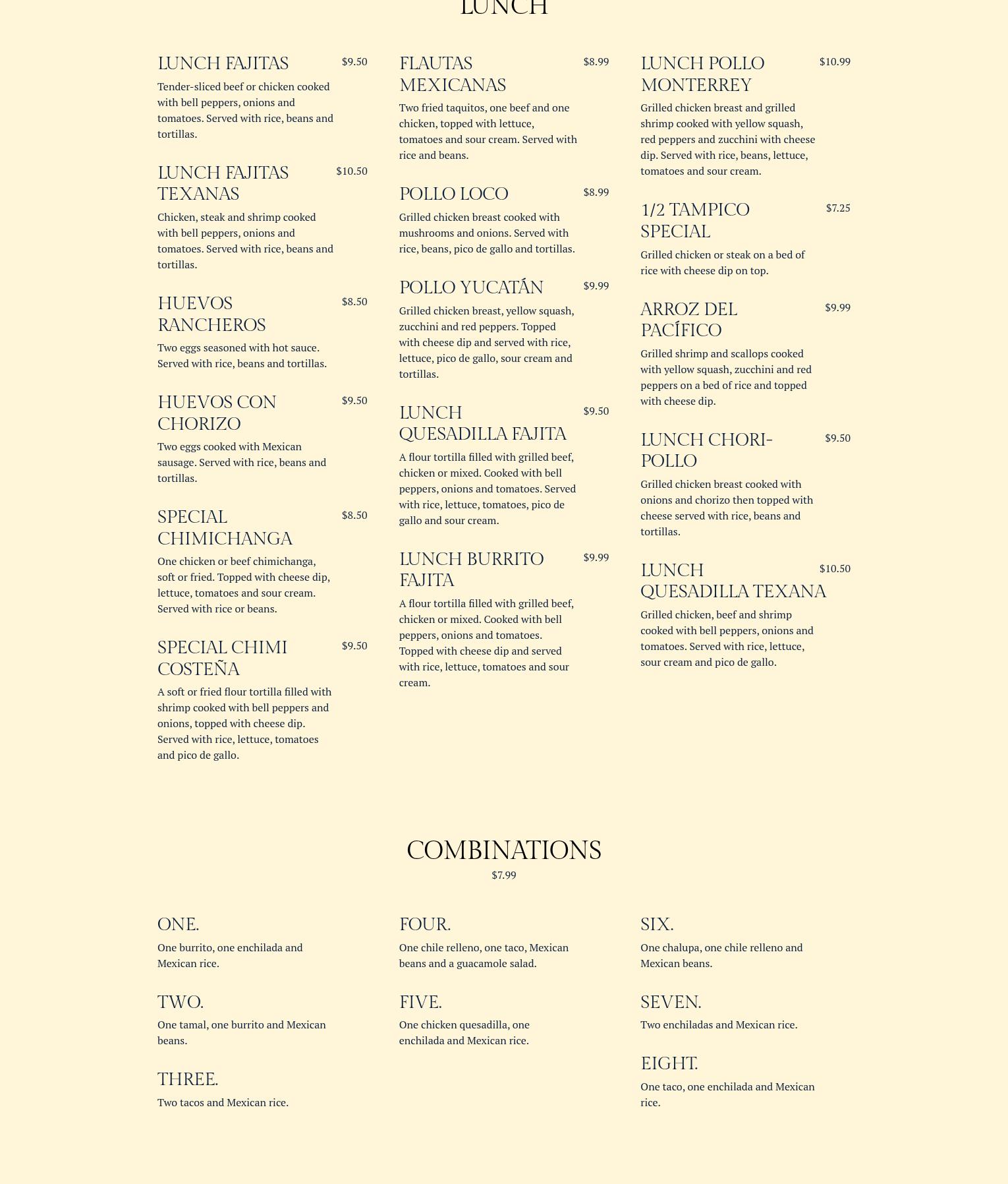 Mi Patron Menu