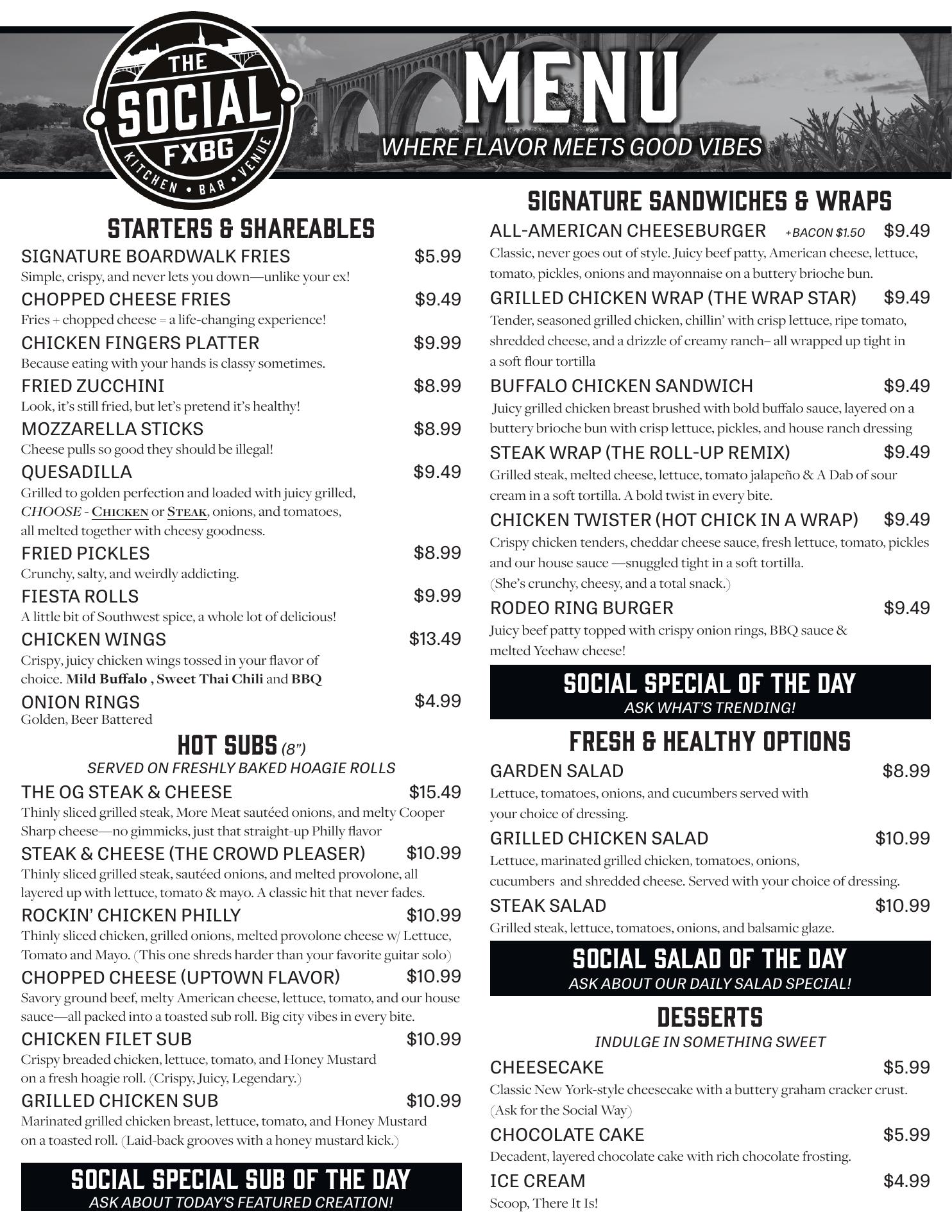 The Social FXBG Menu