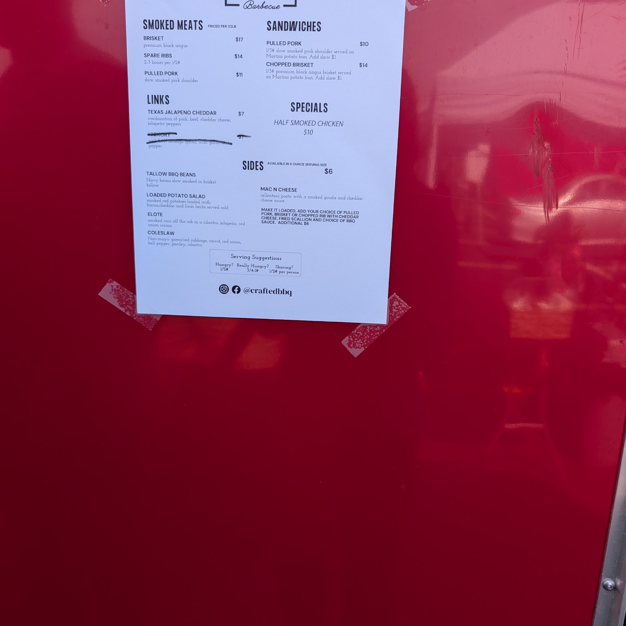 Crafted BBQ Menu