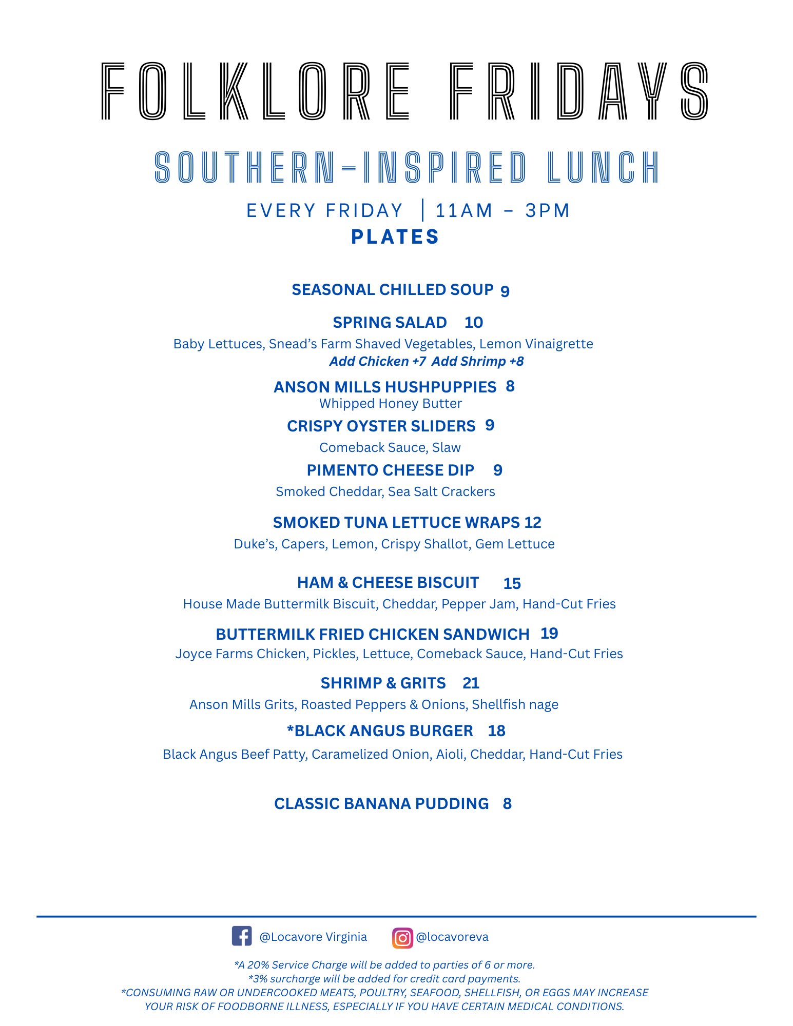 Locavore Menu