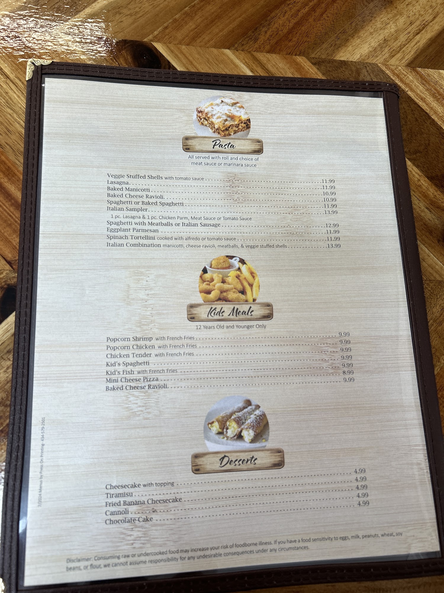 Sam’s Kitchen Menu