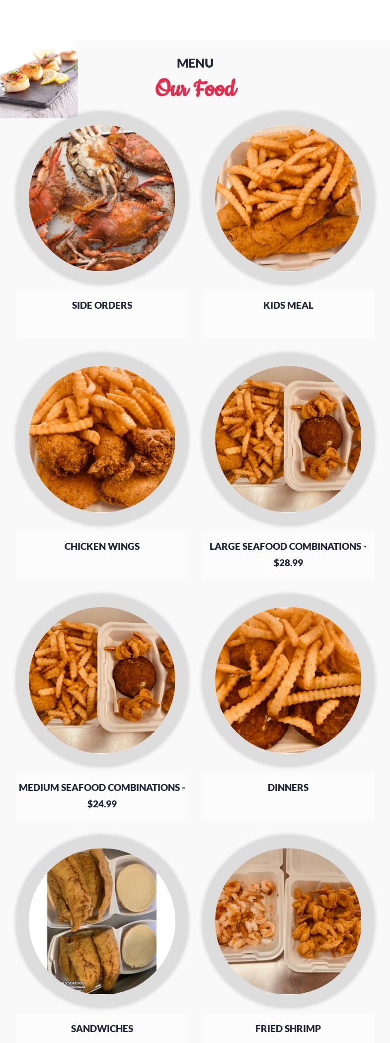 Martin's seafood Menu