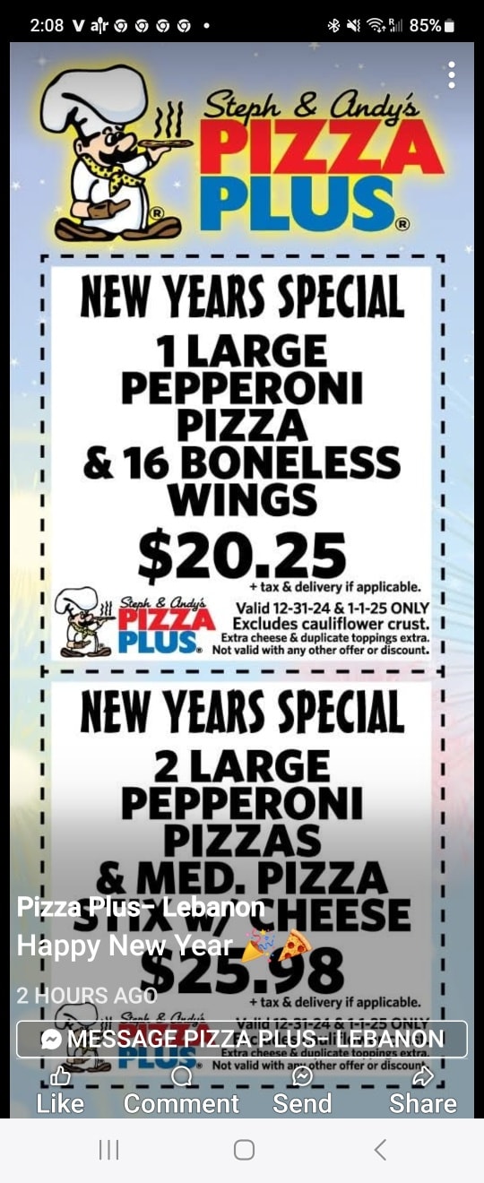 Pizza Plus Menu