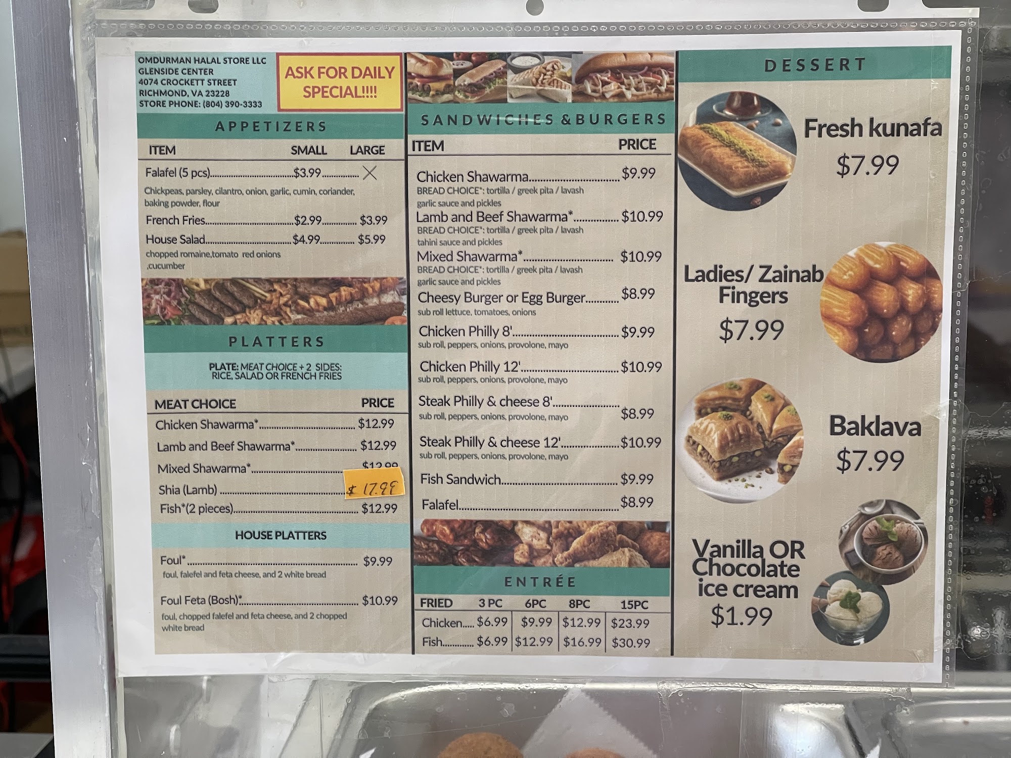 Omdurman Halal Store Menu