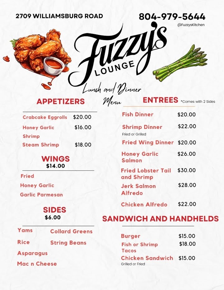Fuzzy’s Lounge Menu
