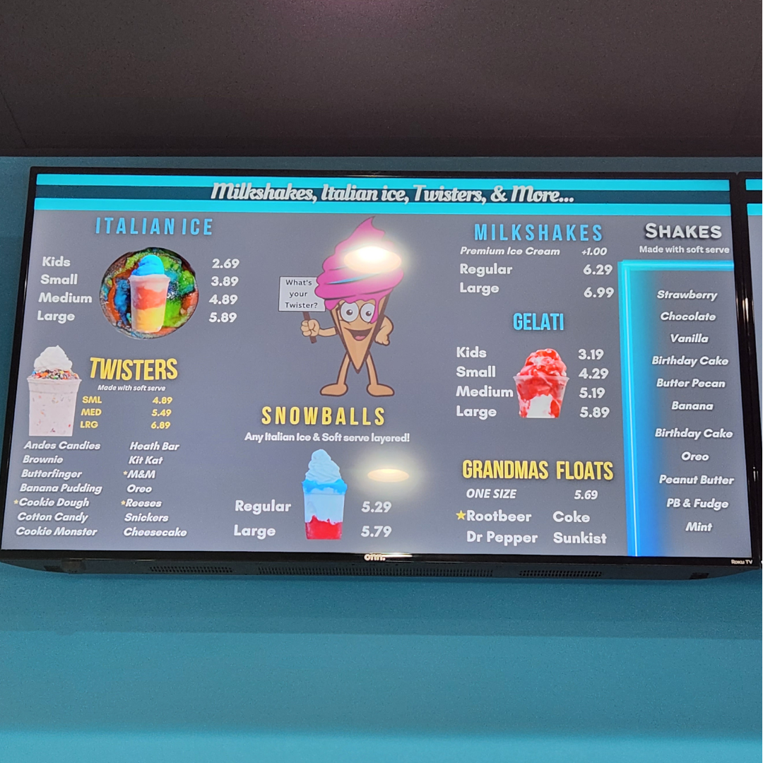 The Big Scoop Menu