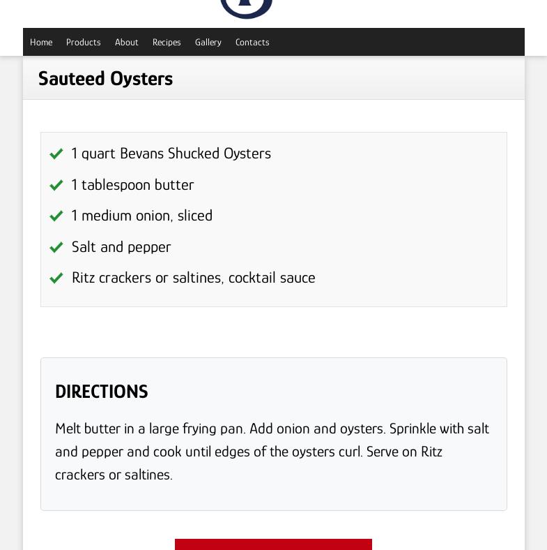 Bevans Oyster Co Menu