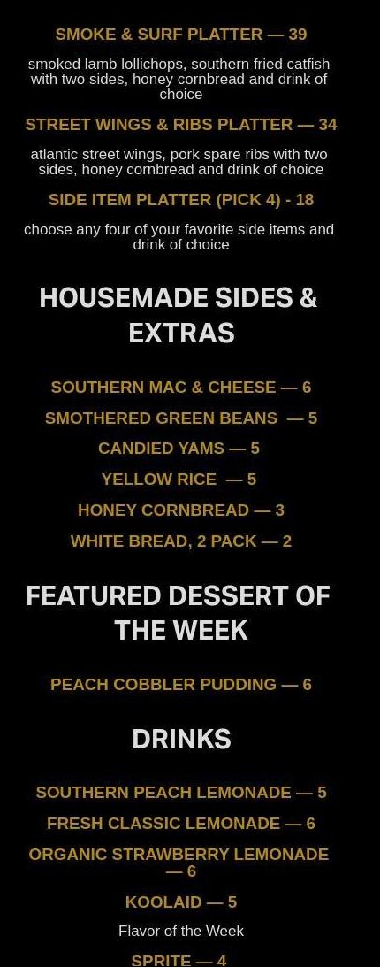 Atlantic Barbecue Menu